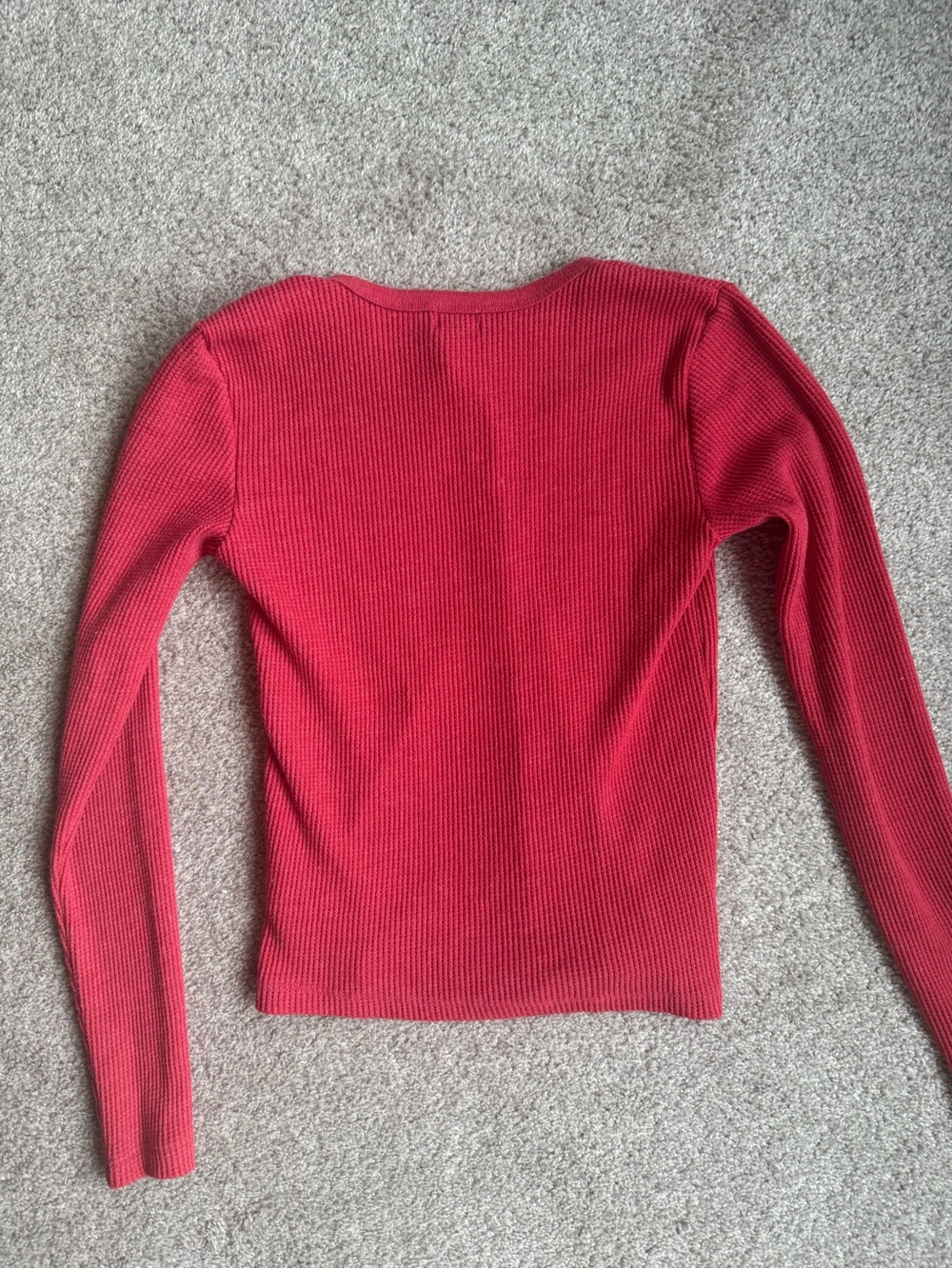 GapBody Women’s Red Ribbed Button-Up Cardigan - Picture 3 of 5